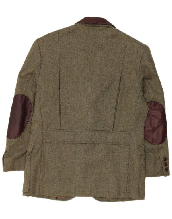 Jachetă vintage pentru bărbați cu 3 nasturi, UK 38 Medium Khaki Colorblock