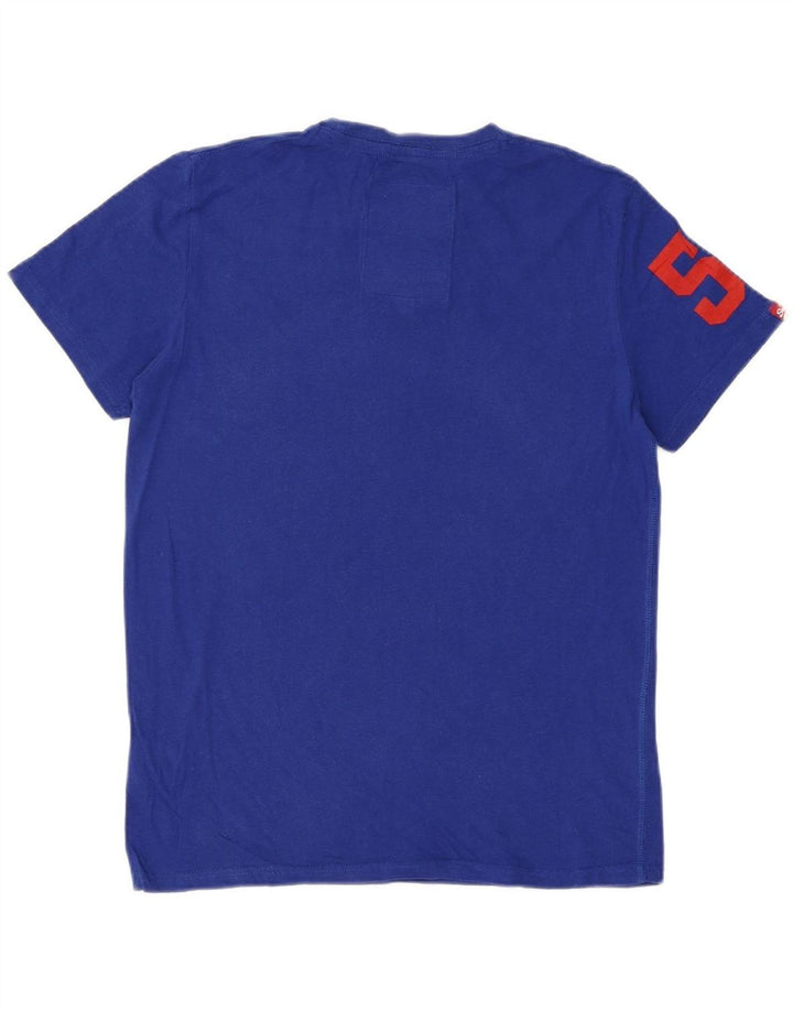 SUPERDRY Mens Graphic T-Shirt Top Medium Blue Cotton