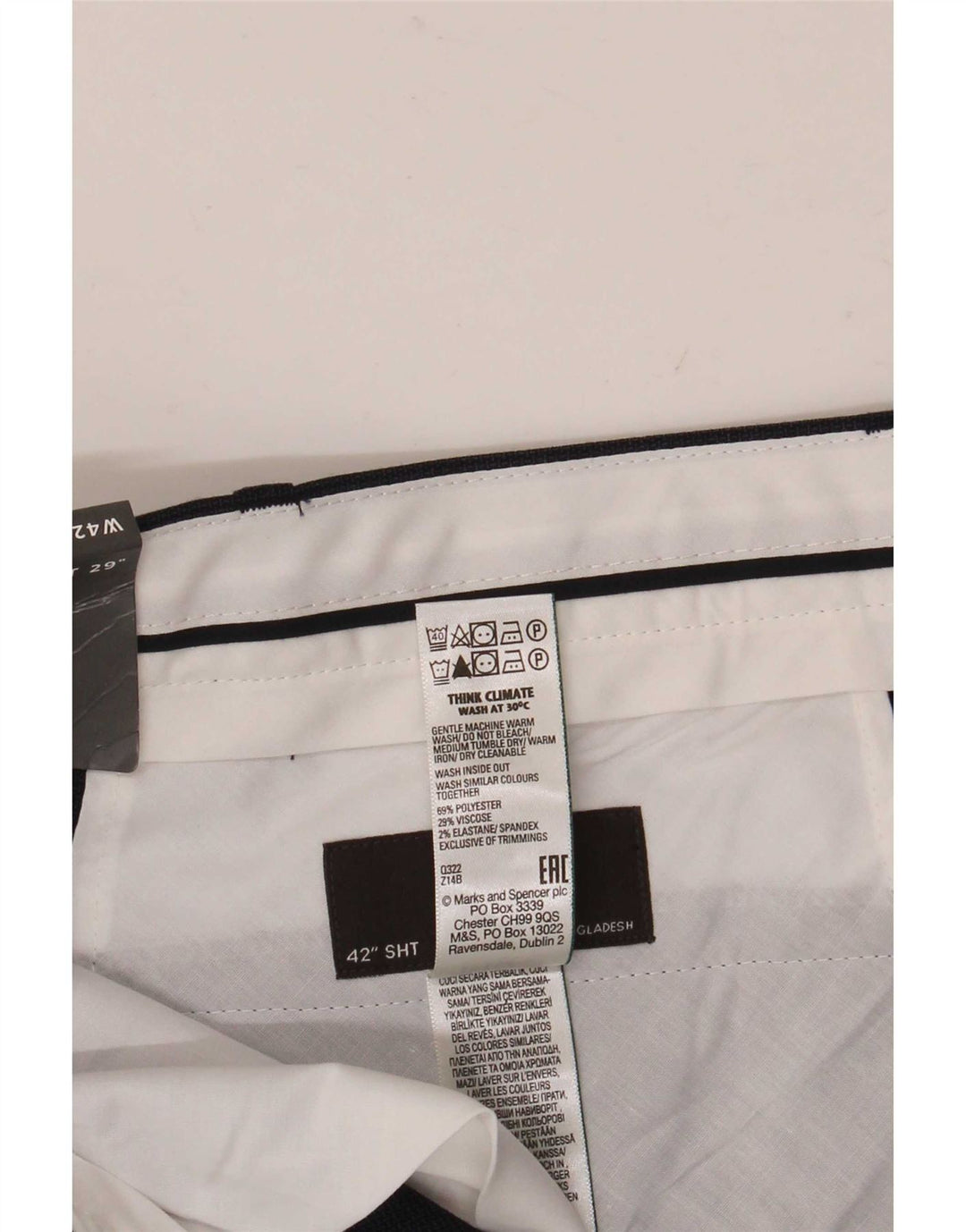 Pantaloni chino pentru bărbați Marks & Spencer L42 L29 Poliester bleumarin