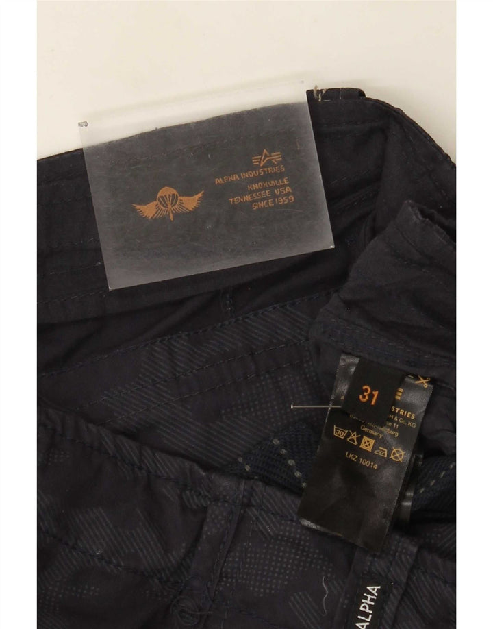 Pantaloni scurți cargo pentru bărbați Alpha Industries W31, bumbac camuflaj, albastru, mediu