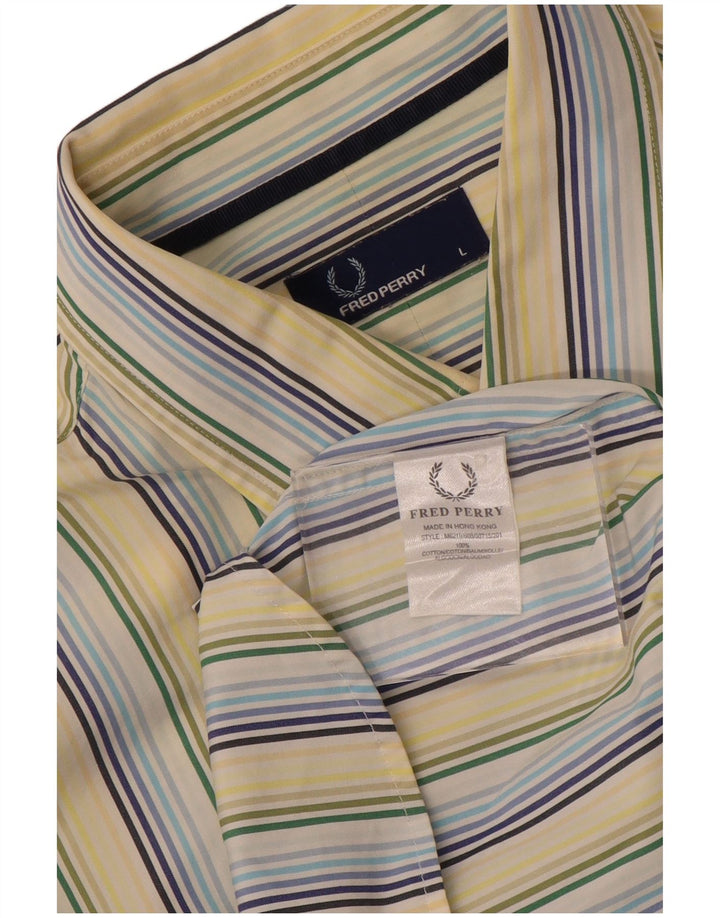 Cămașă Fred Perry pentru bărbați, bumbac cu dungi galbene mari