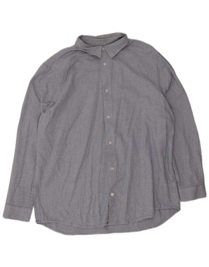 Cămașă de flanel pentru bărbați Marks & Spencer, bumbac albastru Houndstooth 2XL