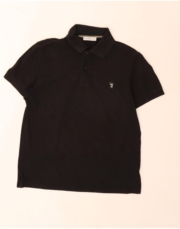 Tricou polo Trussardi pentru bărbați, bumbac mediu negru