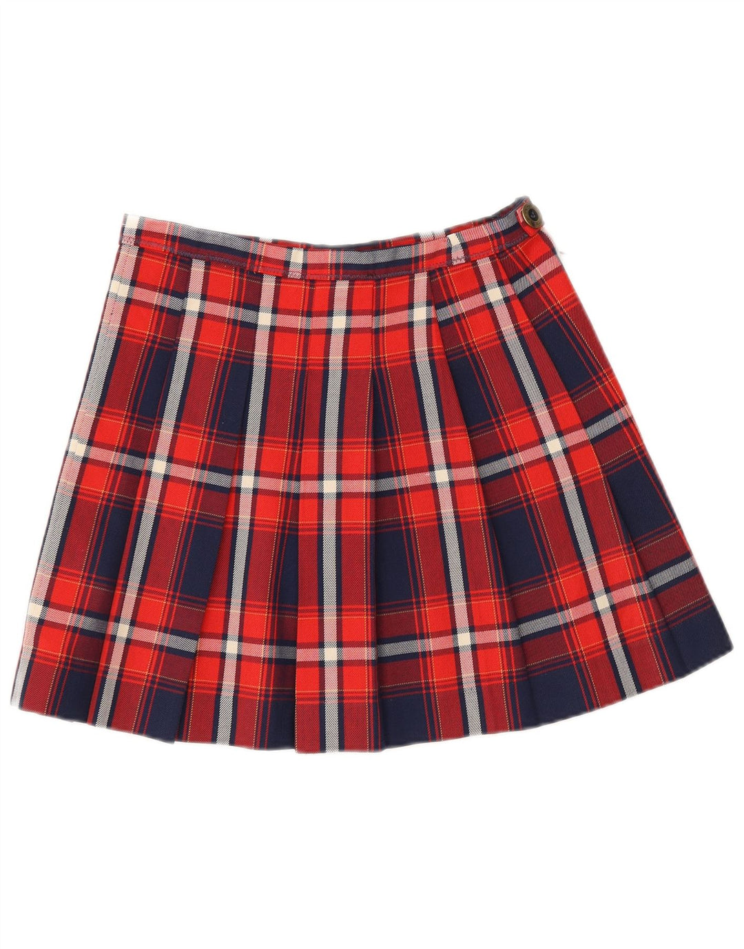 Fusta Mini Plisată Vintage Femei W26 Mic Multicolor în carouri