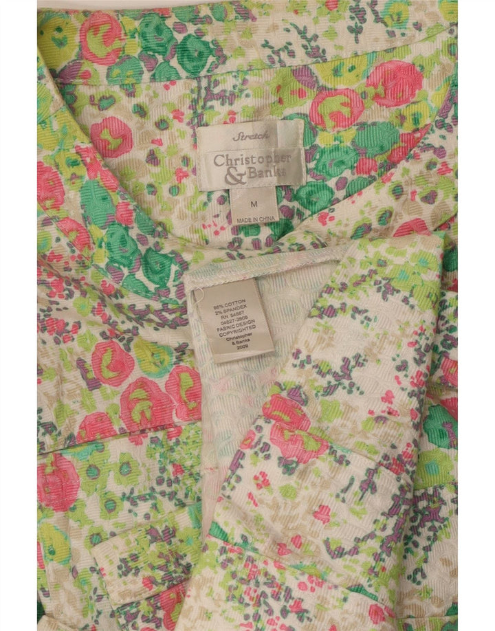Bluză cămașă pentru femei VINTAGE cu mâneci 3/4 UK 12 Medium Multicolor Floral