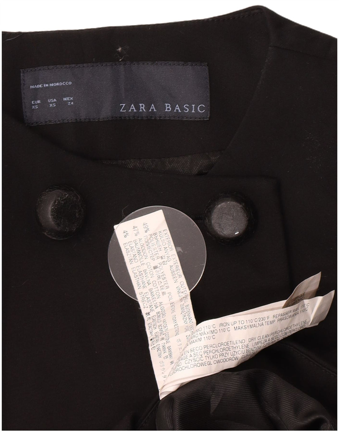 Palton dublu pentru femei Zara UK 6 XS poliester negru
