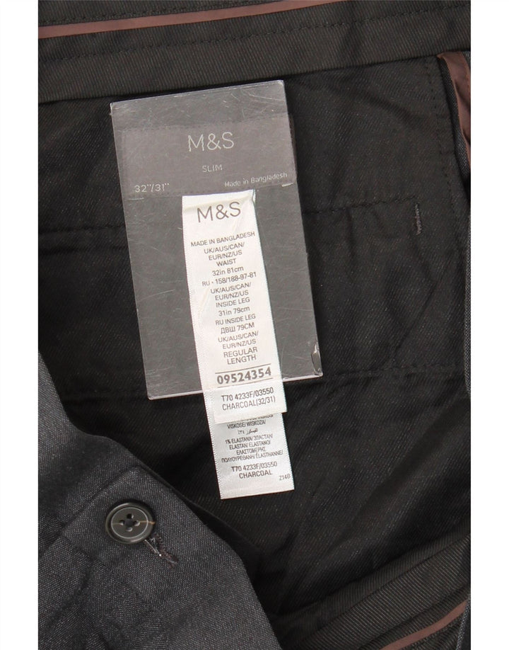 Pantaloni de costum subțiri pentru bărbați Marks & Spencer L32 L31 poliester gri