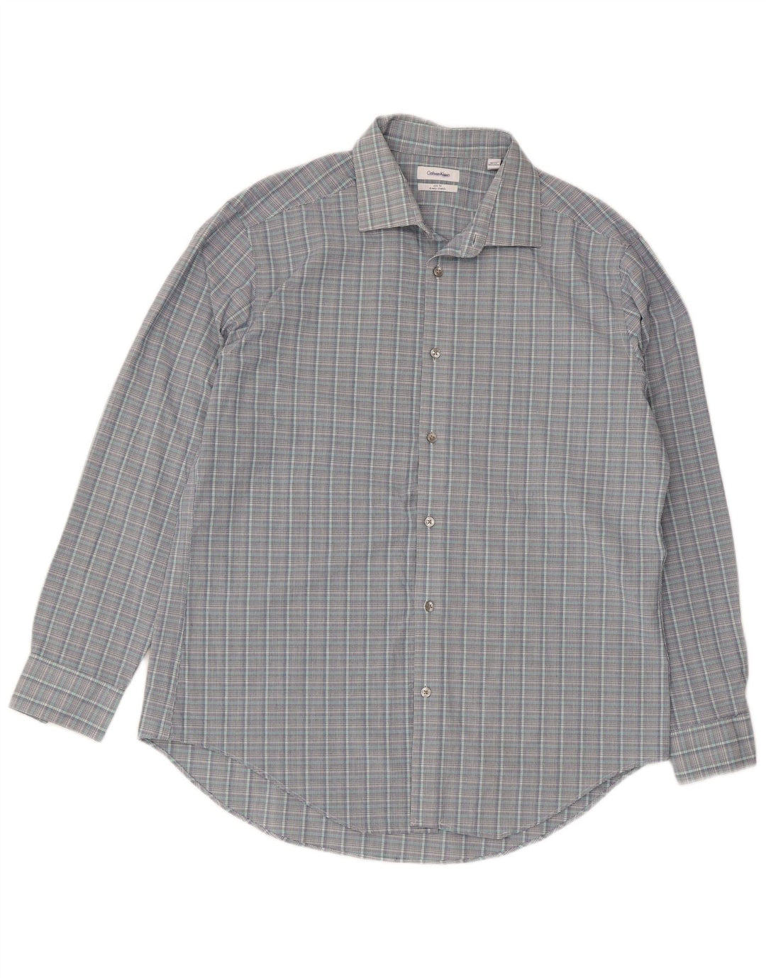 Cămașă pentru bărbați Calvin Klein Slim Fit Mărimea 16 1/2 mare, gri cu carouri