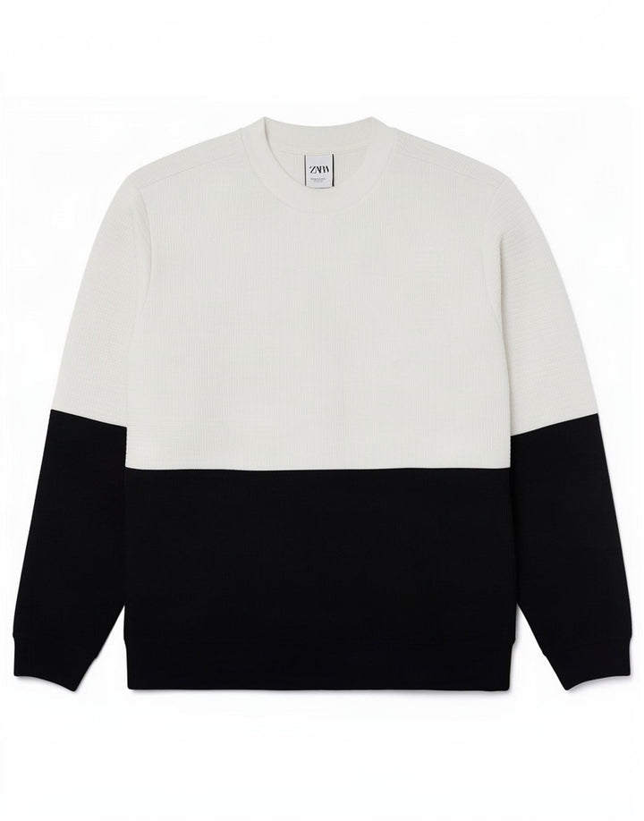 Pulover pentru bărbați Zara XL, alb, poliester color bloc