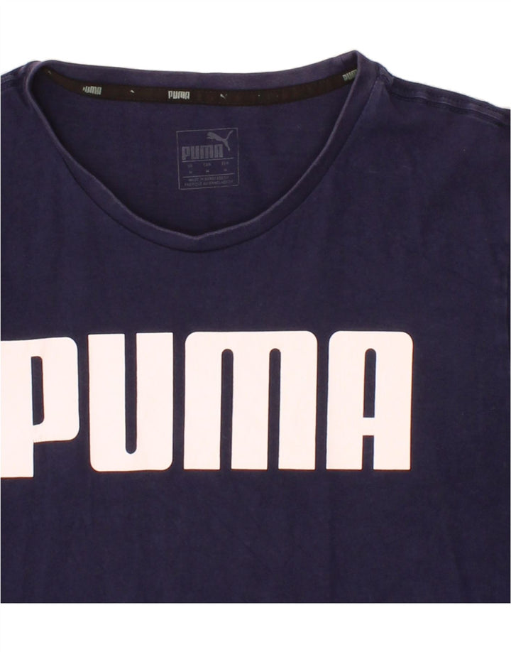 PUMA Mens Graphic T-Shirt Top Medium Navy Blue Cotton Vintage Puma and Second-Hand Puma from Messina Hembry 
