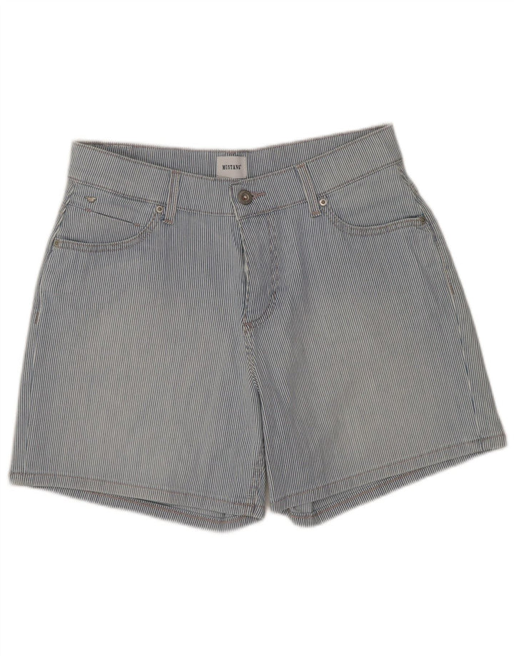 Pantaloni scurți casual pentru femei Mustang W27, bumbac cu dungi mici, albastre