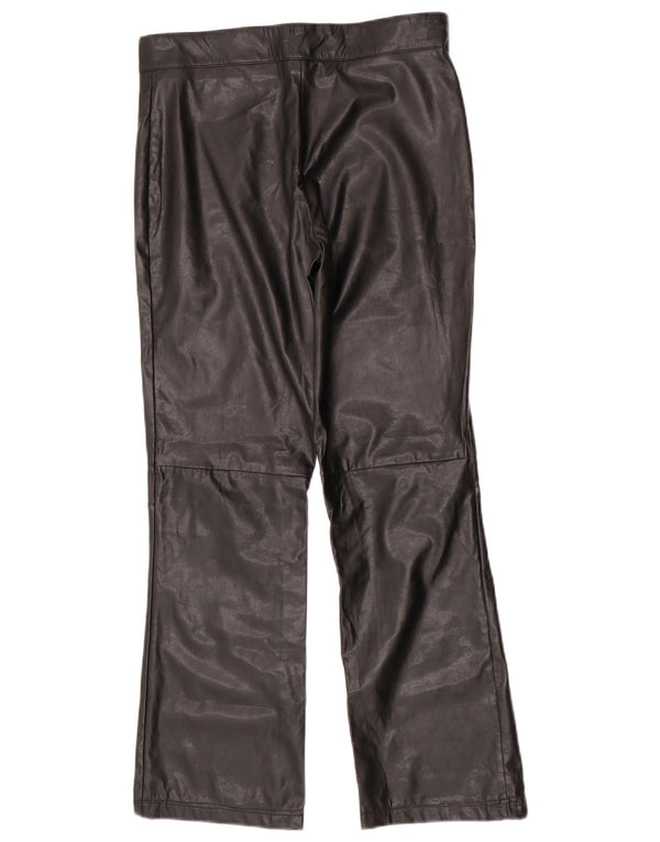 Atmosphere Pantaloni drepti din piele artificială pentru femei UK 12 Medium W30 L29 Negru