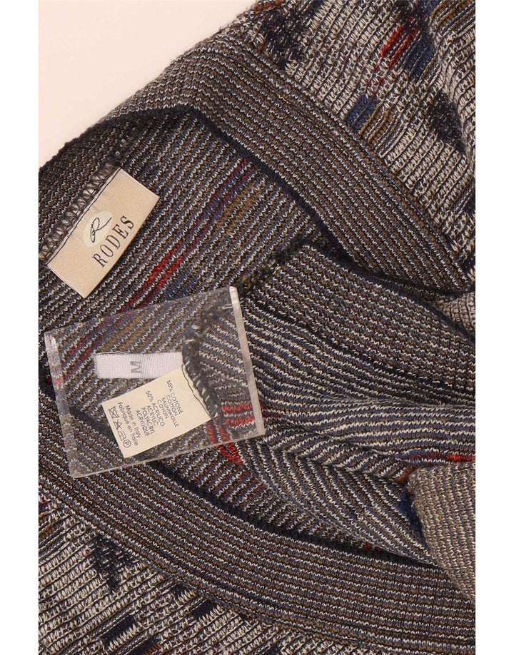 Pulover cardigan Rodes pentru bărbați, bumbac geometric, gri mediu