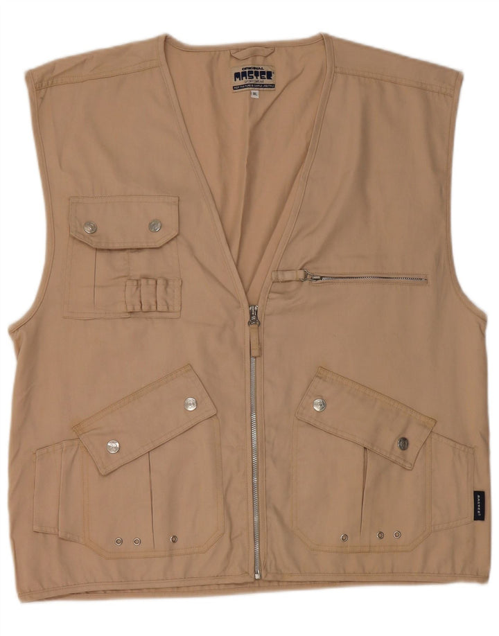 Master Mens Utility Gilet UK 42 XL Bej Bumbac