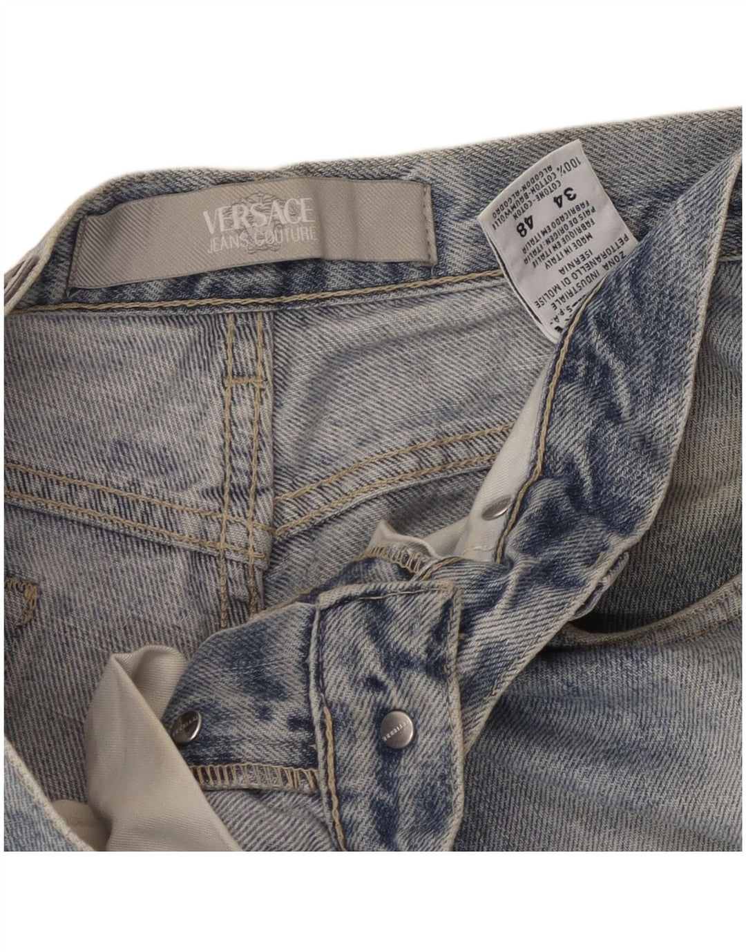 VERSACE Blugi Distressed drepte pentru bărbați W34 L33 Bumbac albastru