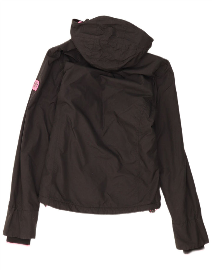 Jachetă de vânt cu glugă Superdry pentru femei UK 8 Poliester negru mic