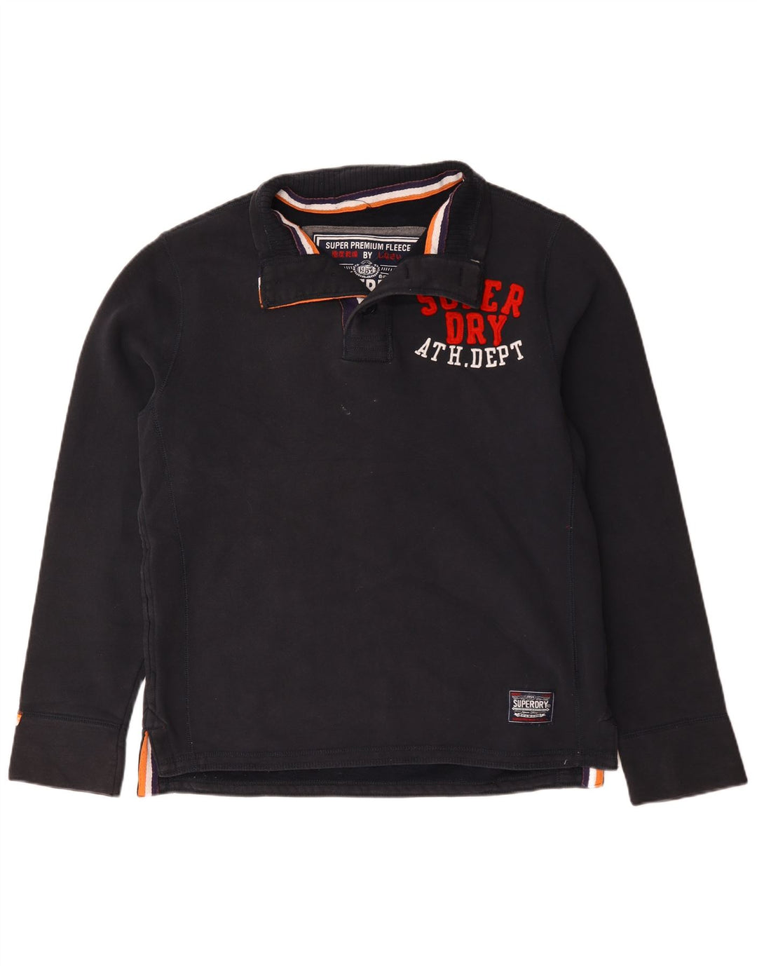Pulover pentru bărbați Superdry, cu grafic, cu gât cu nasturi, XL, bumbac bleumarin