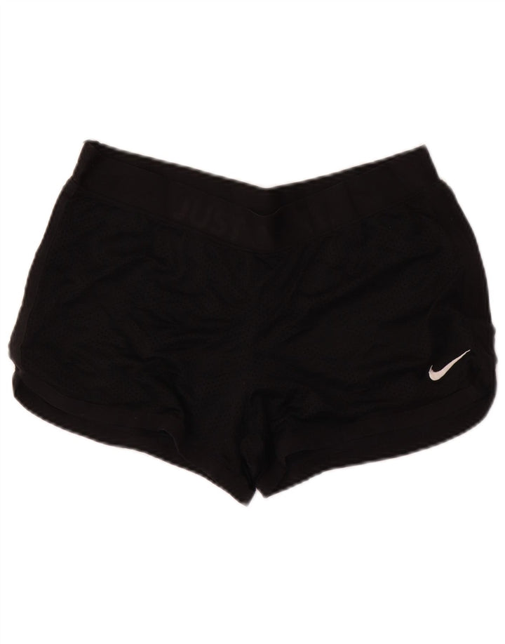 Pantaloni scurti sport NIKE Dri Fit Graphic pentru femei UK 14 Poliester mediu negru