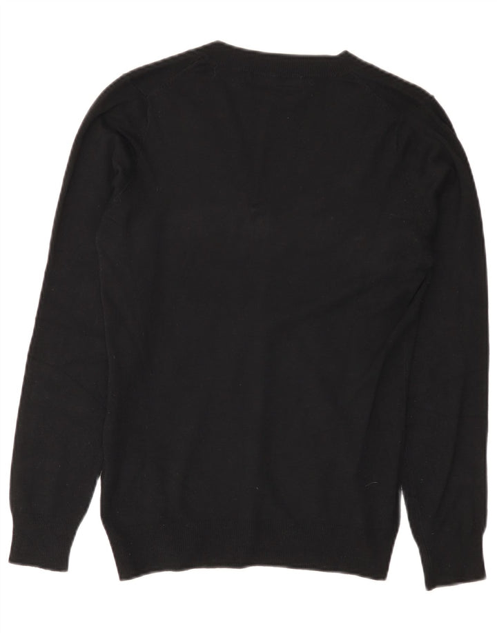Pulover cu decolteu în V Zara pentru femei UK 12 Medium Black Viscose