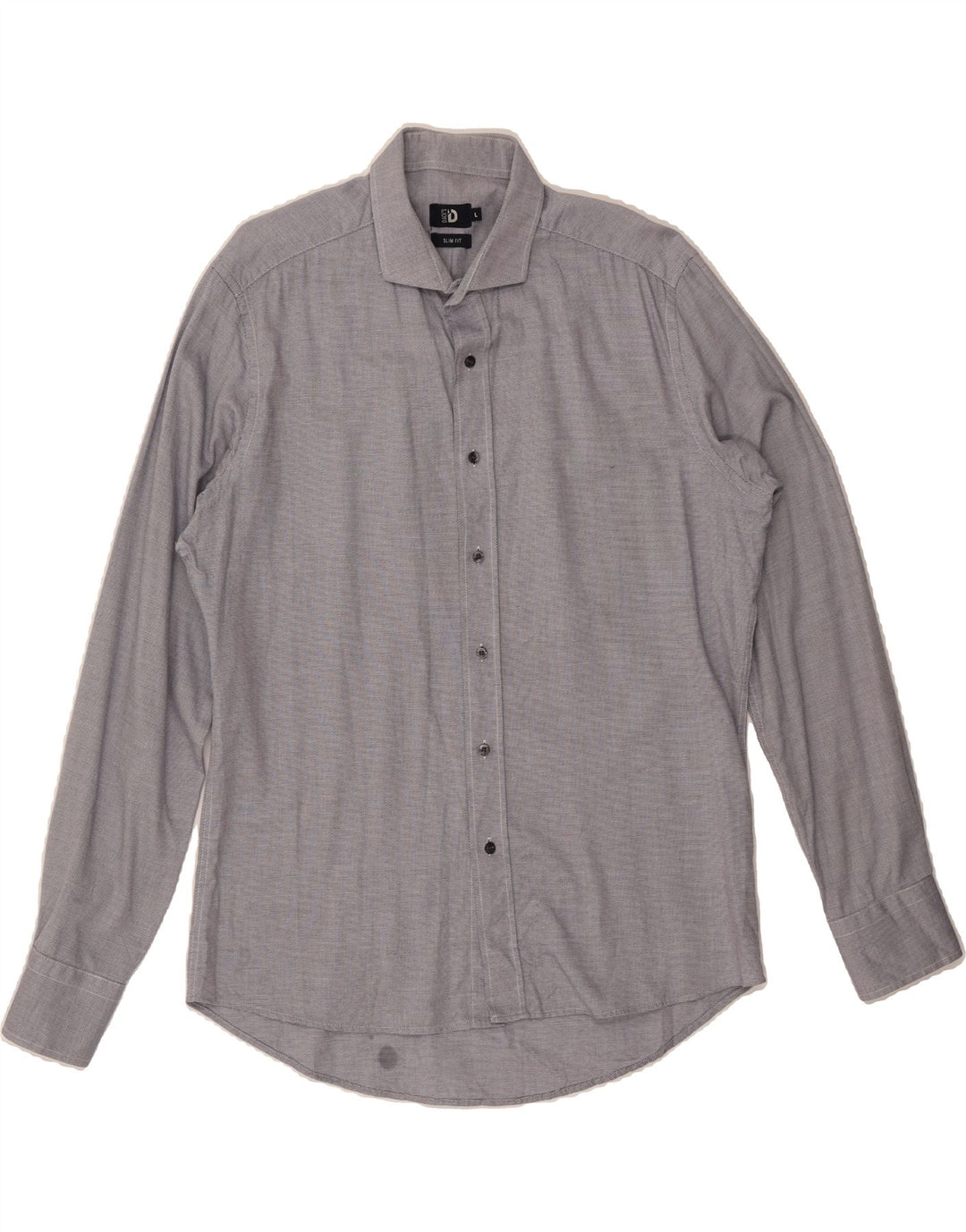 DACK'S Mens Slim Fit Shirt Large Grey Cotton Vintage Dack's and Second-Hand Dack's from Messina Hembry 