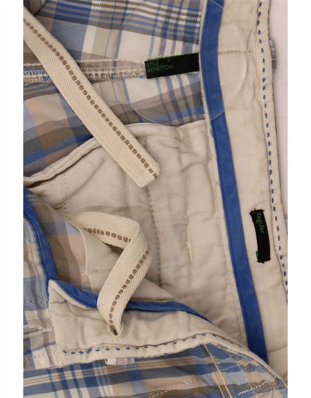 Pantaloni scurți pentru bărbați Benetton Regular Cargo W32 Medium Blue Plaid