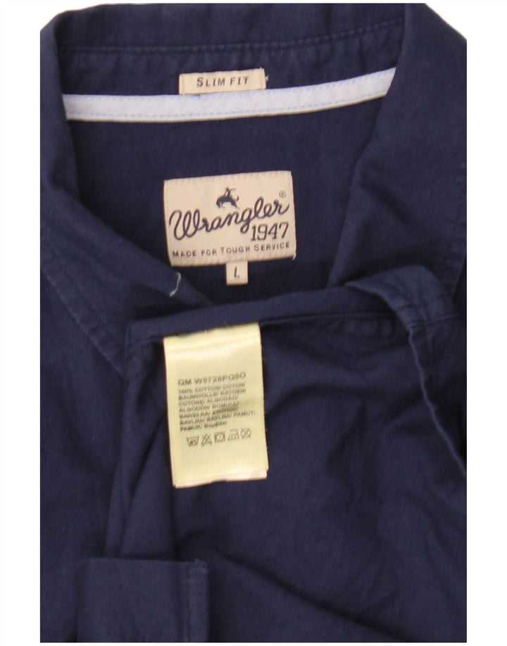 Cămașă pentru bărbați Wrangler Slim Fit, mare, albastru bleumarin, bumbac