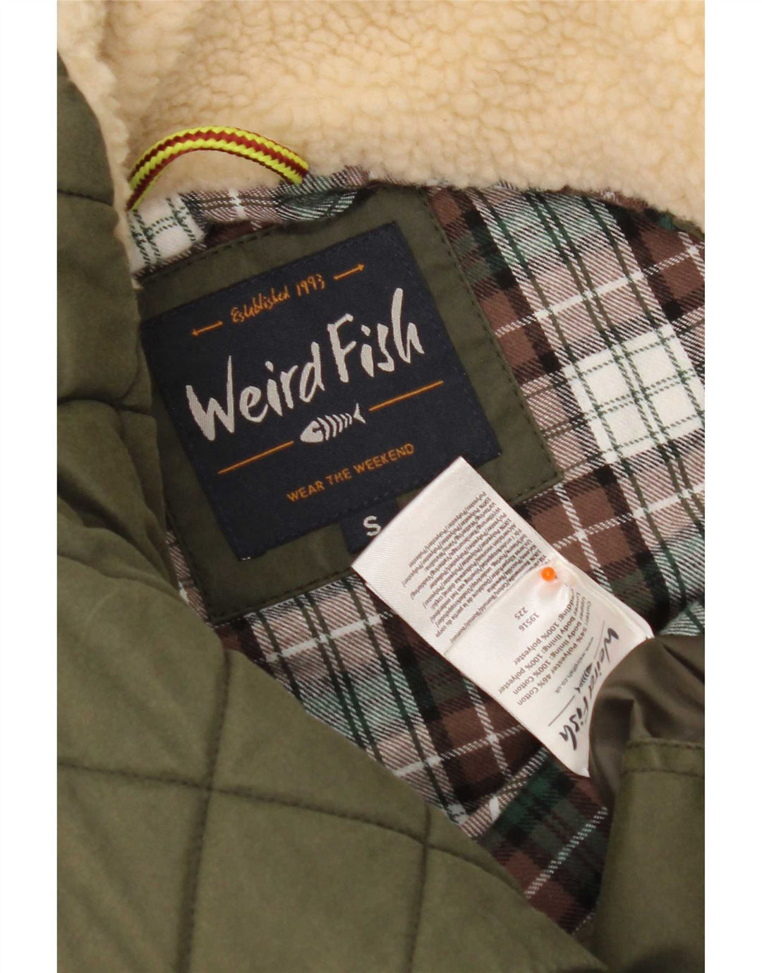 Gilet căptușit pentru bărbați Weird Fish UK 38 Poliester verde mic