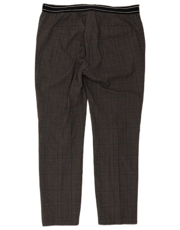 Pantaloni chino slim pentru femei Zara XL W32 L27 poliester cu carouri gri
