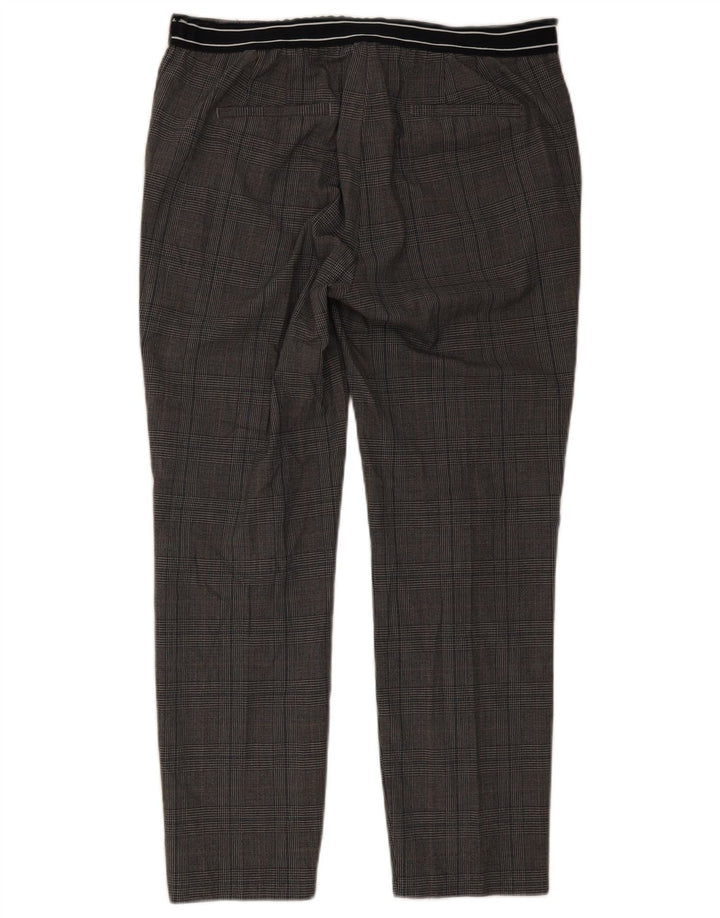 Pantaloni chino slim pentru femei Zara XL W32 L27 poliester cu carouri gri