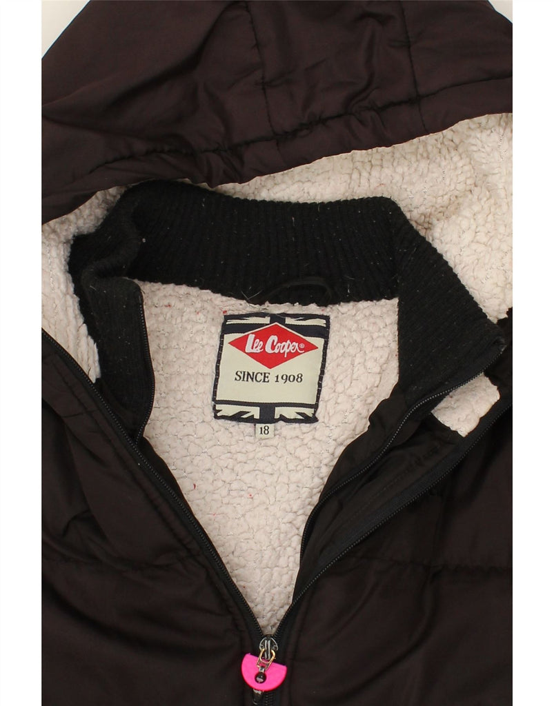 LEE COOPER Womens Hooded Padded Jacket UK 18 XL Black Polyester Vintage Lee Cooper and Second-Hand Lee Cooper from Messina Hembry 