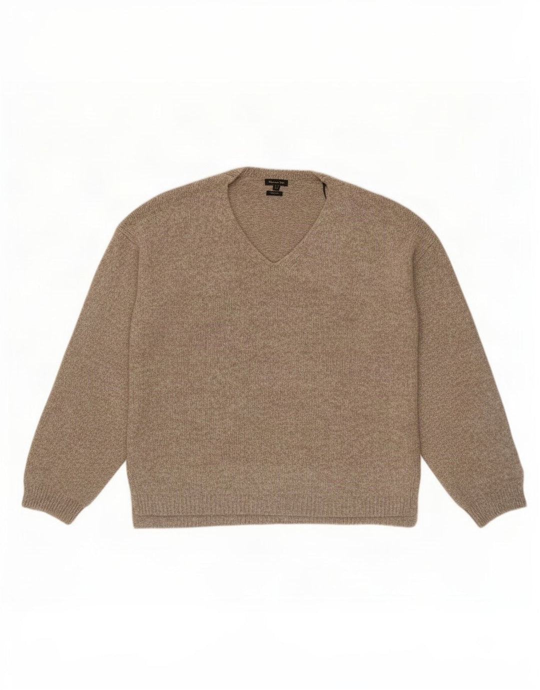 Massimo Dutti Pulover cu decolteu în V pentru bărbați, poliamidă, bej mediu