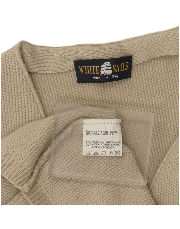 Pulover Cardigan fără mâneci pentru bărbați White Sails Lână Bej Mediu