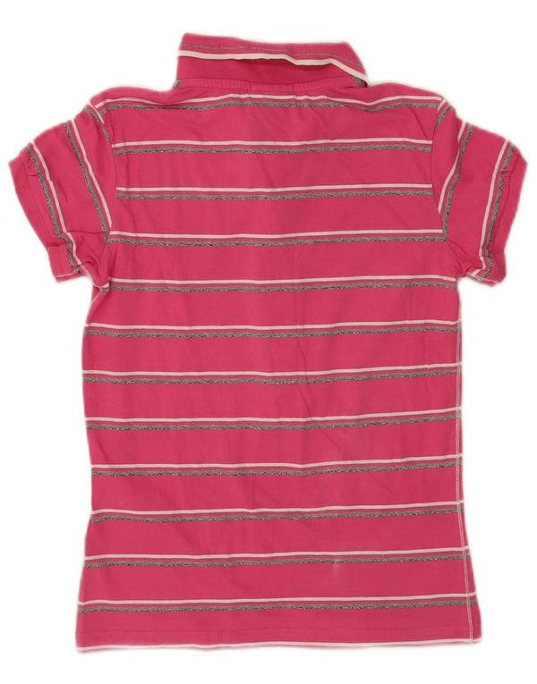 Tricou polo Champion pentru femei Heritage Fit UK 14, bumbac cu dungi roz mediu