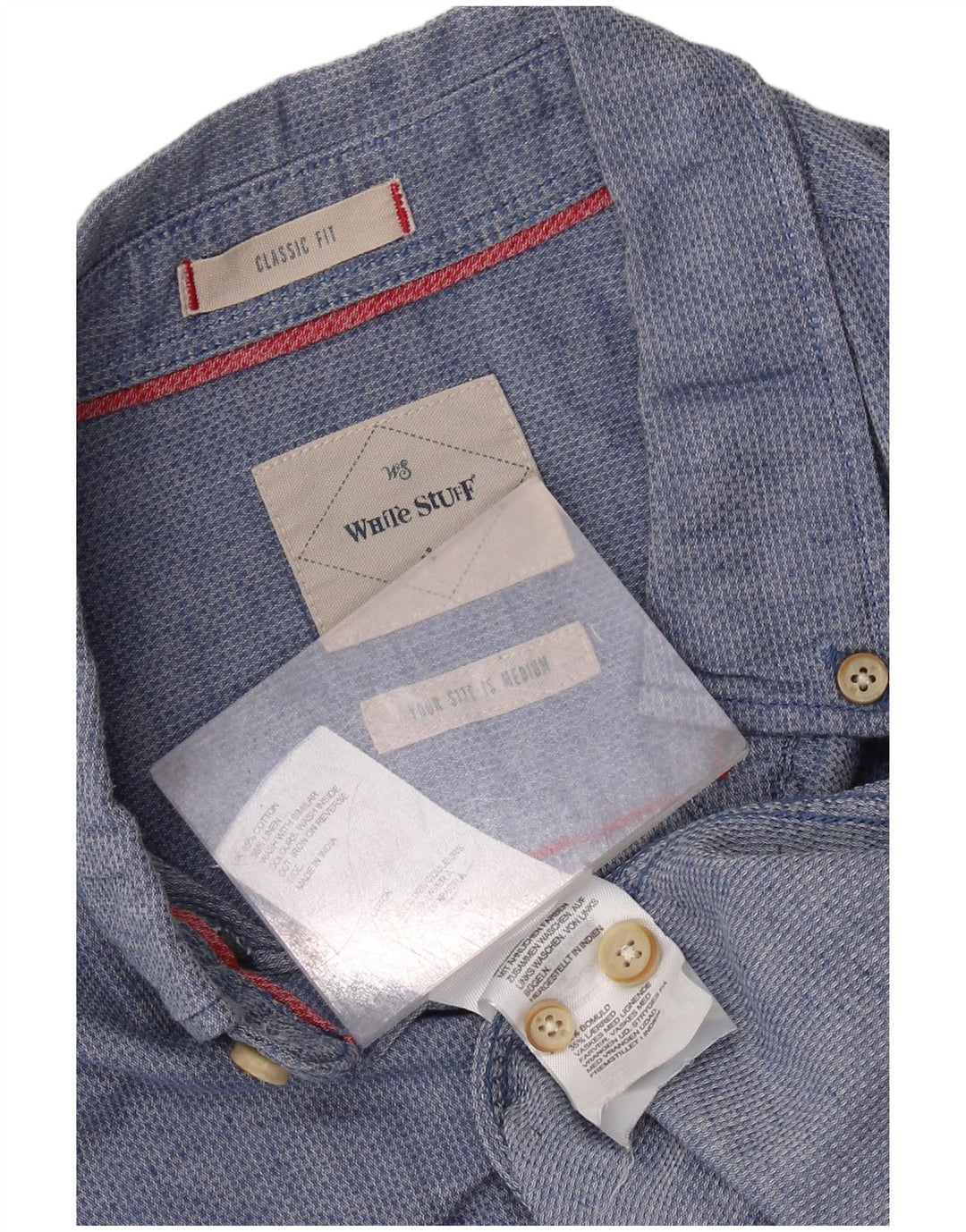 WHITE STUFF Cămașă clasică pentru bărbați, bumbac albastru mediu