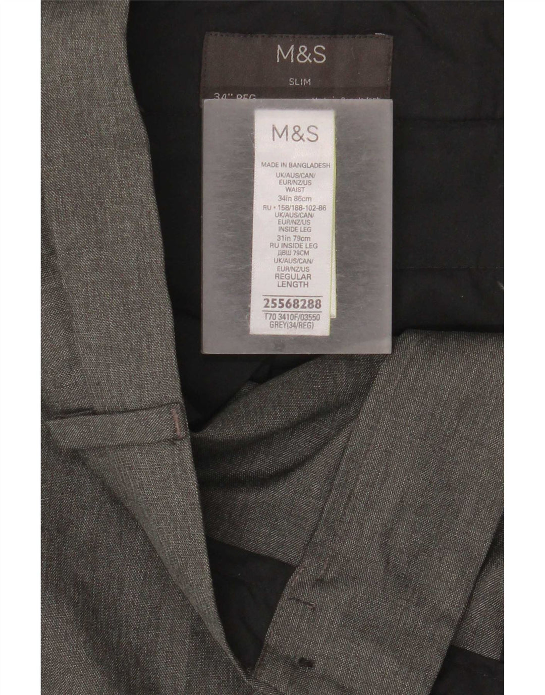Pantaloni chino pentru bărbați Marks & Spencer Slim Fit L34 L31 Poliester gri