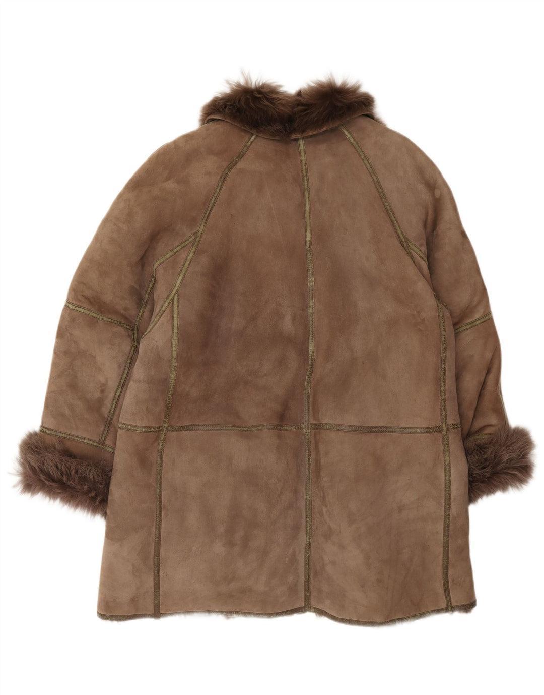 Palton supradimensionat din shearling vintage pentru femei IT 44 maro mediu din shearling