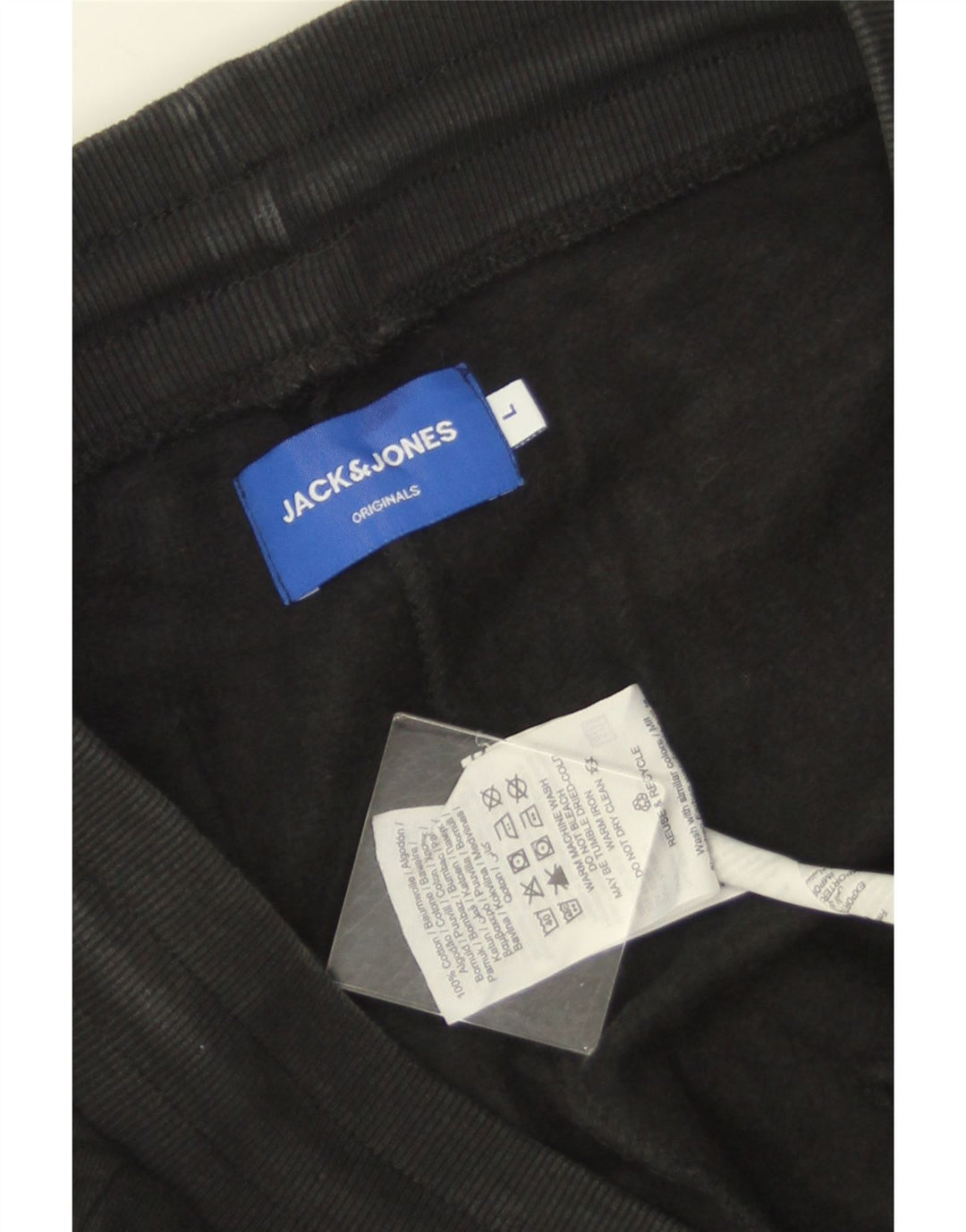 JACK & JONES Pantaloni de trening grafic pentru bărbați Pantaloni de jogging, mari, negru, bumbac