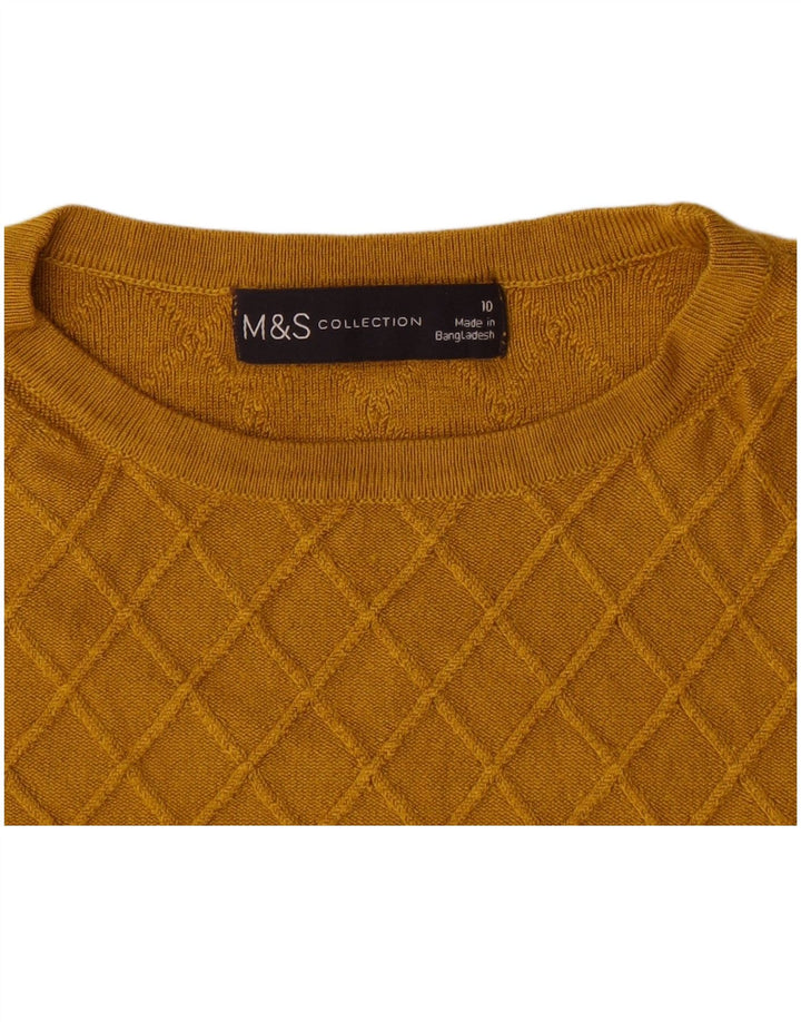 Pulover pentru femei Marks & Spencer cu decolteu rotund UK 10 Mic galben Check