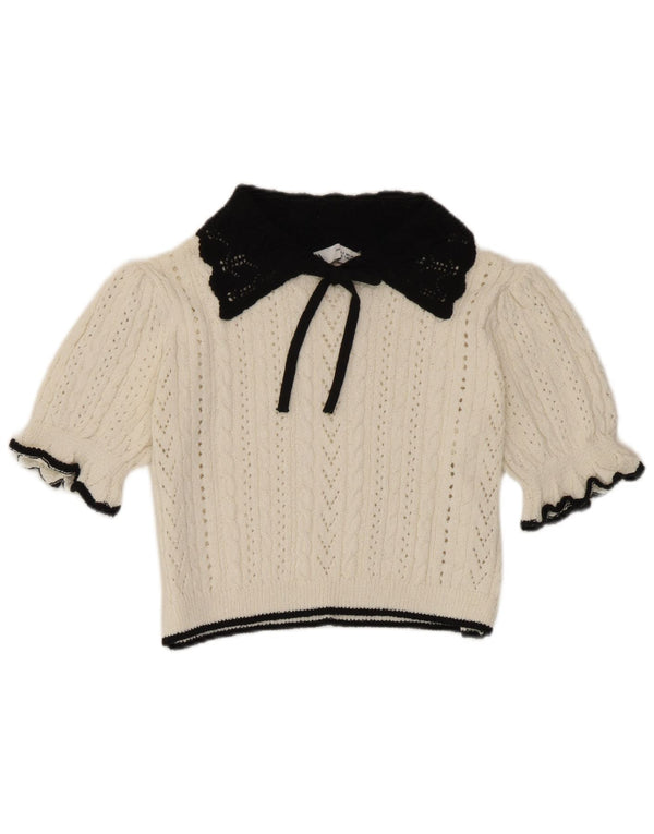 Bluză Crop tricot pentru femei Zara UK 10, alb, color block