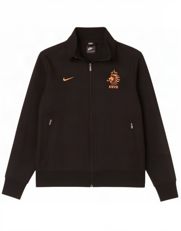 Jachetă de trening cu grafic KNVB Nike pentru bărbați, poliester mare, negru, cu dungi