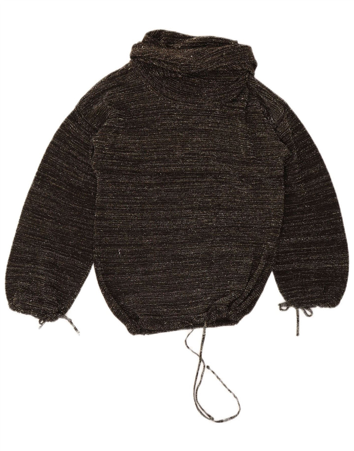 Pulover vintage pentru femei cu gât rulat EU 40 Medium Negru cu pete