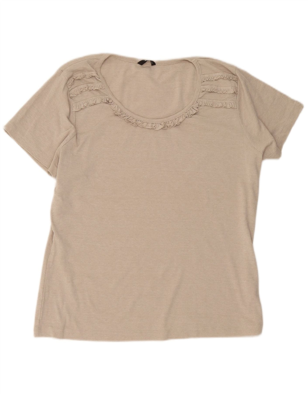 Bluză M&Co pentru femei cu volane în față, UK 20 2XL, bumbac, bej