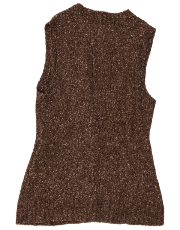 Pulover cardigan fără mâneci pentru femei L.L.Bean UK 16 mare maro pete