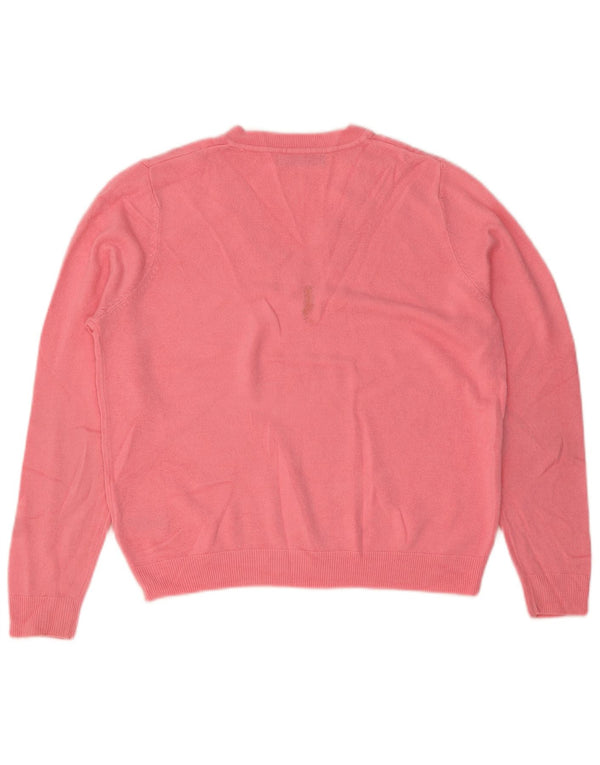 Pulover cu decolteu în V pentru femei Marks & Spencer UK 14 Acrilic roz mediu