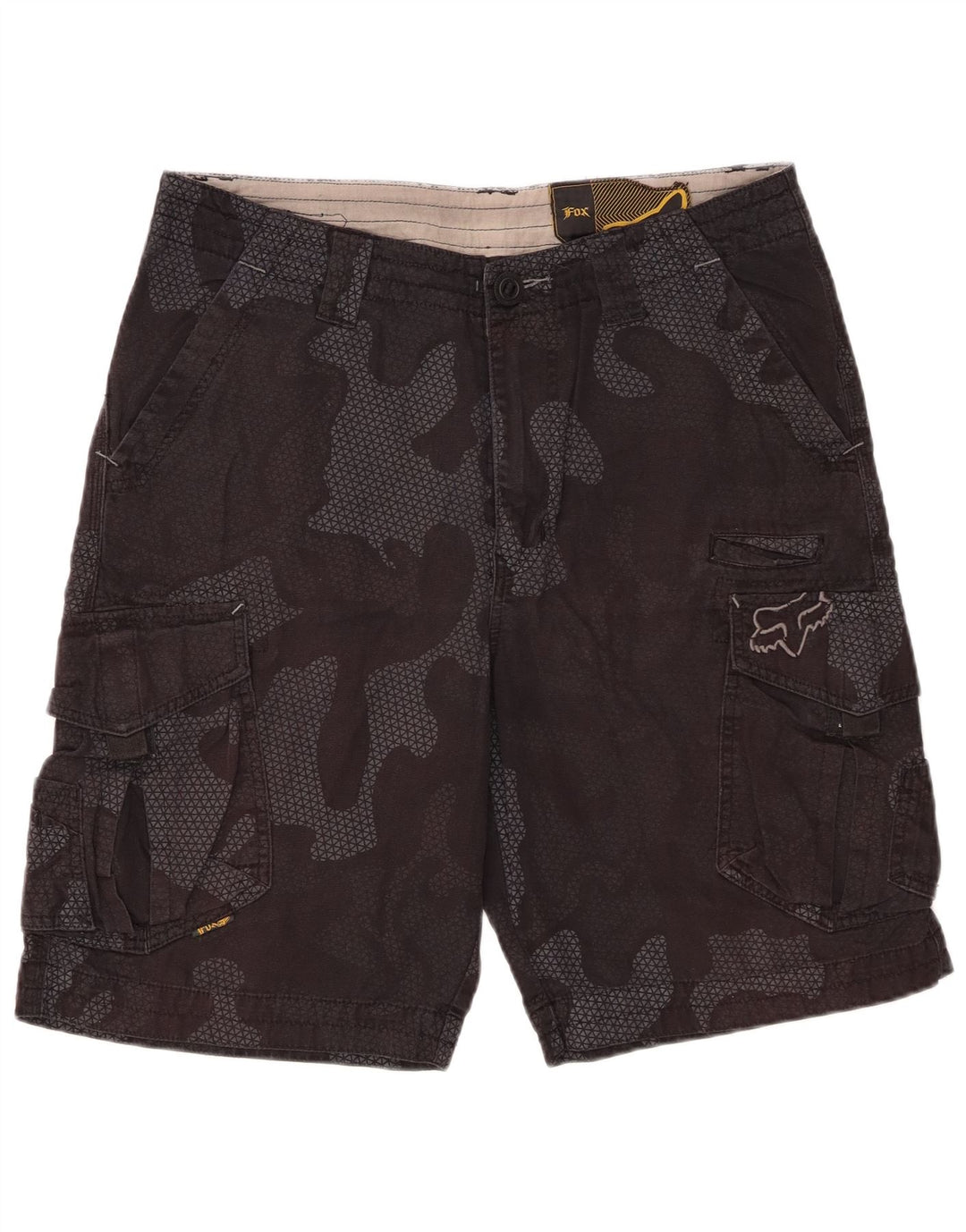 Pantaloni scurti cargo pentru bărbați FOX W34, bumbac, camuflaj, negru