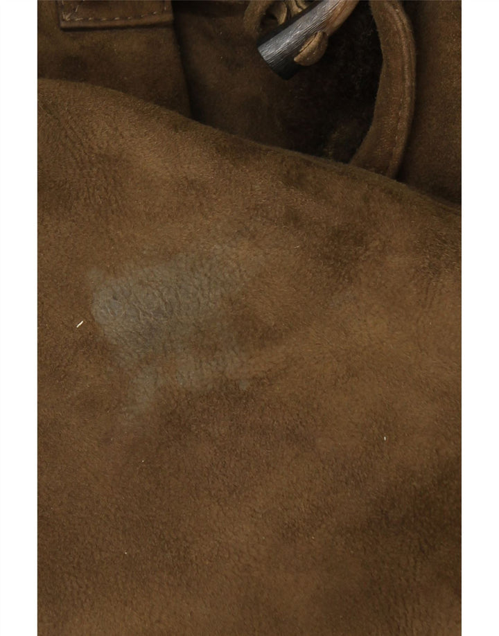 Pardesiu din shearling cu glugă pentru bărbați VINTAGE IT 50 mare din shearling kaki