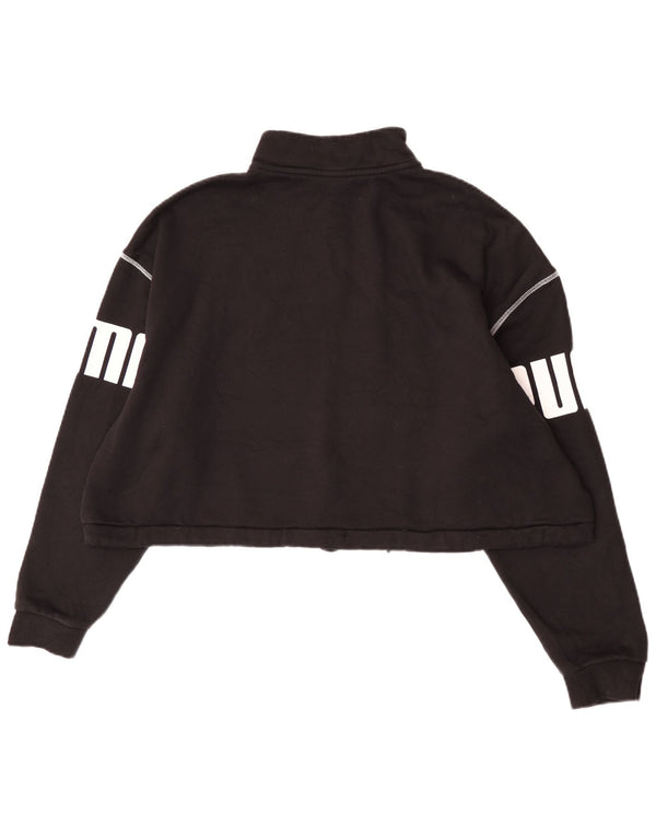 Pulover pentru femei Puma Crop Graphic, cu fermoar și gât, UK 20 2XL, bumbac negru