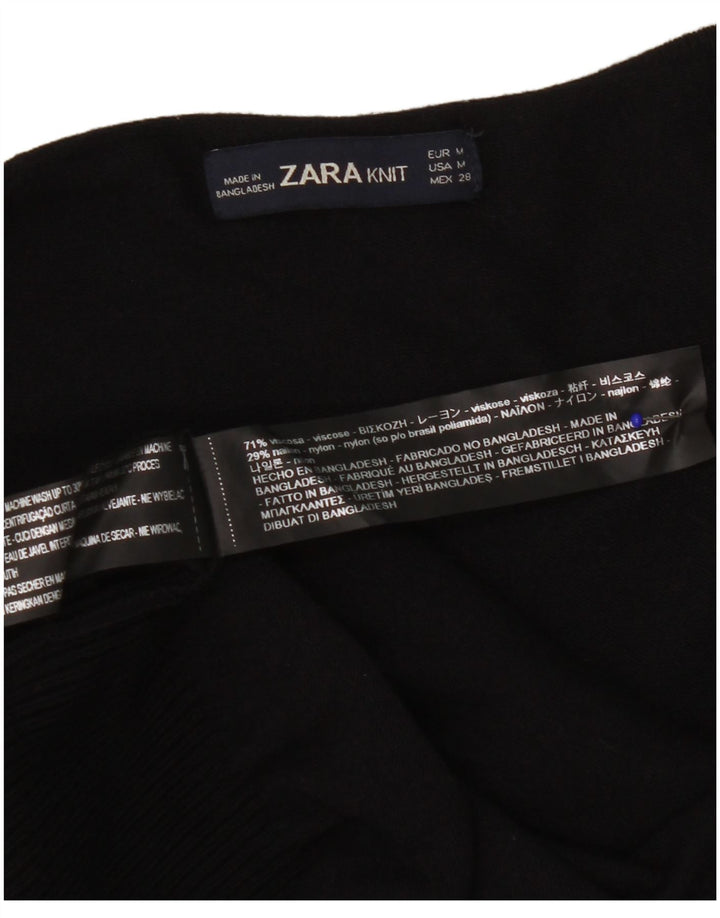 Pulover cardigan deschis pentru femei Zara UK 14 Medium Black Viscose