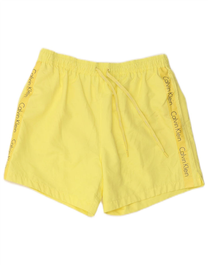 Pantaloni scurți de înot Calvin Klein pentru femei cu grafică UK 12 Poliester galben mediu