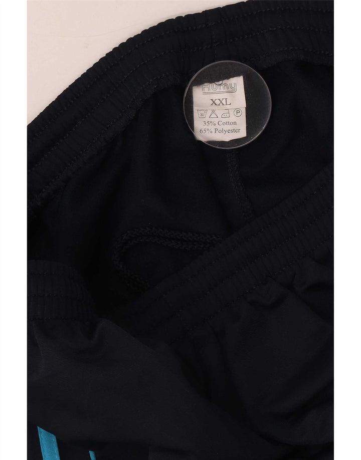 Pantaloni de trening pentru bărbați vintage 2XL, poliester cu dungi bleumarin